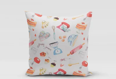 Produktbild von SCHÖNER LEBEN. Kissenhülle Digitaldruck Bakery Backen ecru multi Größe 80x80cm (HxB) 80x80cm (HxB) Größe