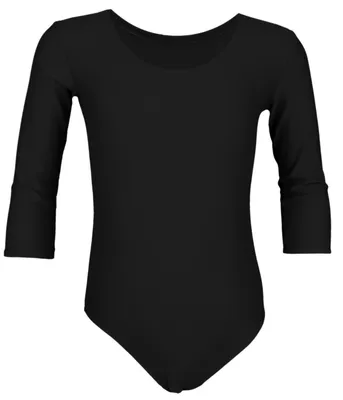 Produktbild von Aquarti Mädchen Body 3/4 Arm Ballett Trikot, Farbe: Schwarz, Größe: 152