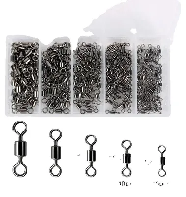 Produktbild von Angelwirbel Set, langlebiger Edelstahl, hohe Zugkraft, 200Pcs