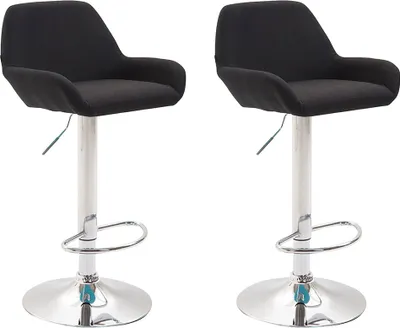 Produktbild von CLP 2er Set Barhocker Braga Stoff drehbar und höhenverstellbar schwarz Gestell Farbe chrom
