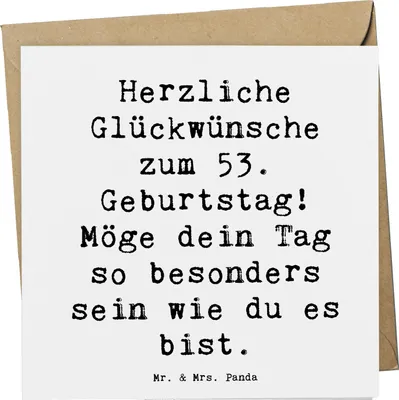 Produktbild von Mr. & Mrs. Panda Grußkarte Spruch 53. Geburtstag - Weiß - Geschenk, Geburtstagsgrüße, Alles gut zum, Glückwunschkarte, Happy Birthday, Meilenstein, Klappkarte, faltkarte
