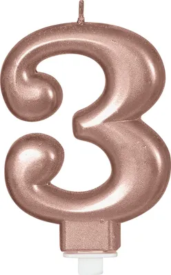 Imagen del producto de Vela decorativa con forma de rosa en color rosa dorado, número "0", para tarta de cumpleaños. Decoración festiva, única, elegante, con un brillo metálico. Color: rosa dorado
