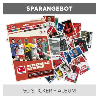 Obrázek produktu pro Sběratelské samolepky Topps Bundesliga 2023/24 – 1 sběratelské album + 50 různých samolepek (náhodný výběr)
