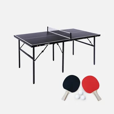 Immagine prodotto di Tavolo da ping pong per interni con 2 racchette e 3 palline, 180cm, Nero