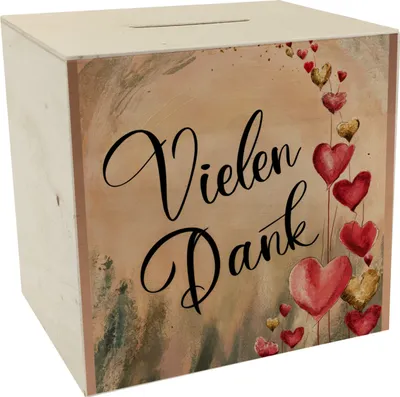 Produktbild von Vielen Dank mit Herzen - Spardose aus Holz