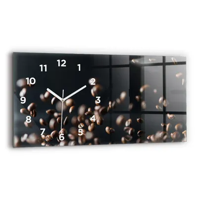Obrázok produktu pre Wallfluent Hodiny - Obdĺžnikové Sklenené Nástenné Hodiny - Tichý Quartz Strojček - Nástenná Dekorácia Spálňa Kuchyň - Biele Ruky - 60x30 cm - kávové zrná