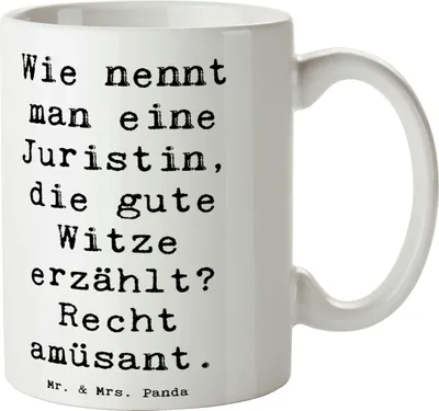 Produktbild von Mr. & Mrs. Panda Tasse Spruch Juristin Humor - Weiß - Geschenk, Keramiktasse, Kaffeebecher, Paragraphen, Berufsalltag, Berufspassion, Beruf, kaffeetasse bedruckt, mit