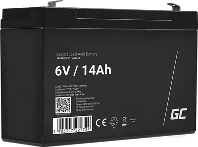 Produktbild von Green Cell® AGM 6V 14Ah Akku VRLA Blei-Batterie Bleiakku Ersatzakku Gelakku Akkubatterie Zyklenfest Unbemannt Spielzeug | Elektro Spielzeug| Alarm | Notstrom | Kinderfahrzeuge| Kinder-Quad