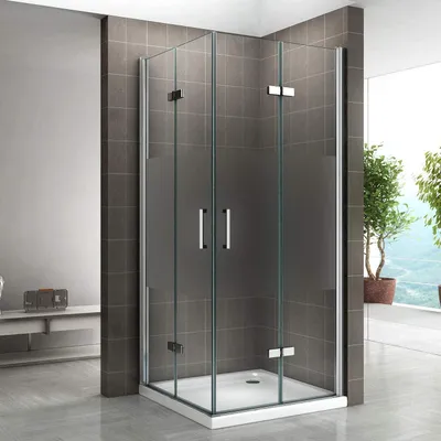 Produktbild von i-flair Falttür Duschkabine 90x75x180 cm aus teilsatiniertem 6 mm Sicherheitsglas - DK13