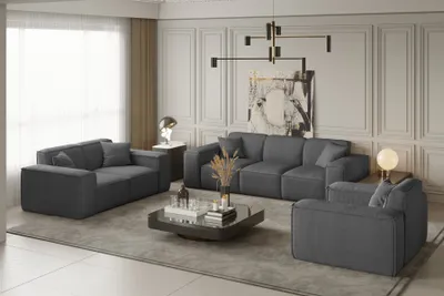 Produktbild von Sofaset Designersofa CELES 3-2-1 in Stoff Scala Grau