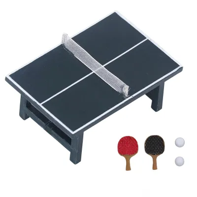 Obrázok produktu pre Sada stolného tenisu pre domčeky pre bábiky, vyrobená z umeliny – realistický miniatúrny model stolného tenisu ako dekorácia pre domčeky pre bábiky v mierke 1:12