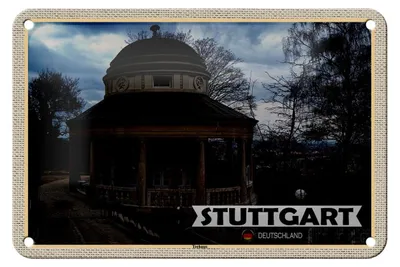 Produktbild von Blechschild Städte Teehaus Gebäude Stuttgart 18x12cm Geschenk Schild