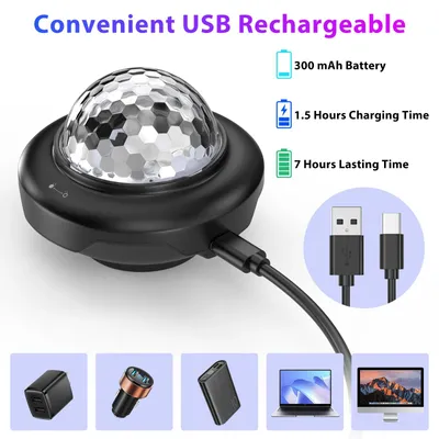 Produktbild von USB Mini Discokugel Licht - LED Magic Ball Bühnenbeleuchtung - Sprachgesteuert Musikgesteuert - Stroboskop Nachtlicht - Fernbedienung - EU Stecker 4er Set