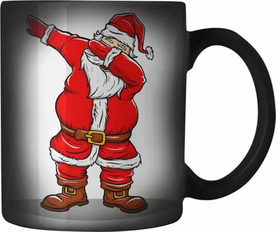 Produktbild von Trendation - Weihnachten Farbwechsel Zauber-Tasse Weihnachtsmann für Kinder WeihnachtsFarbwechsel Zauber-Tasse Lustig Geschenk Jungs Jungen Mädchen Cute Lebkuchen Grafik Becher (Schwarz)