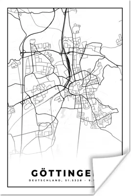Produktbild von MuchoWow® Poster Göttingen - Karte - Stadtplan - Wegbeschreibung 120x180 cm - Kunstposter