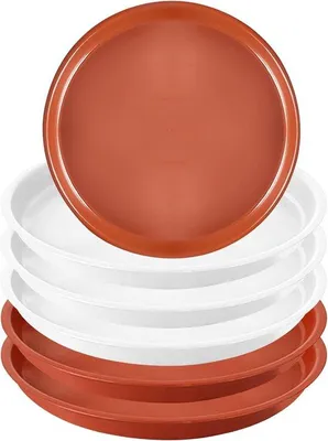 Image de 6 pots de fleurs en plastique de 20 cm, marron à l'intérieur et blanc à l'extérieur