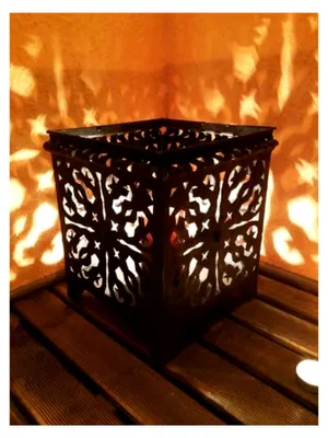 Produktbild von Orientalisches Windlicht Laterne Randa 27cm Groß Schwarz | Vintage Teelichthalter Schwarz innen und außen | Marokkanische Windlichter aus Metall als Dekoration