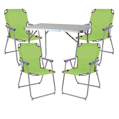 Image de ensemble de 5 meubles de camping en aluminium L80xl60xH68cm vert lime