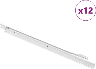 Zdjęcie produktu dla vidaXL Prowadnica do szuflady 12 szt. stalowa biała 450 mm