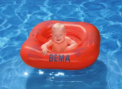 Produktbild von BEMA Baby-Schwimmsitz, orange, 72 x 70 cm, mit vier Luftkammern und zusätzlichen Sicherheitsgurten; 18005