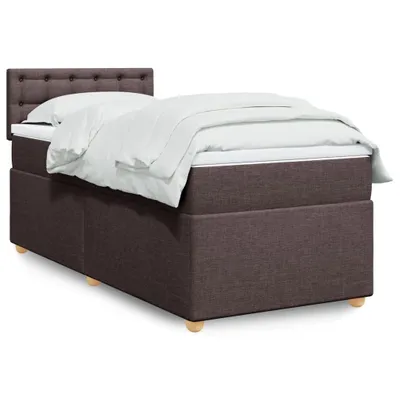 Image de Lit Boxspring Design avec matelas Tissu Marron Foncé 90x190 cm, Lits Classiques 2024 Nouveau