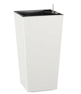 Produktbild von Dehner Blumentopf Elise, konischer Pflanzkübel für Indoor / Outdoor, mit Bewässerungssystem, 58 x 30 x 30 cm, Kunststoff, weiß matt