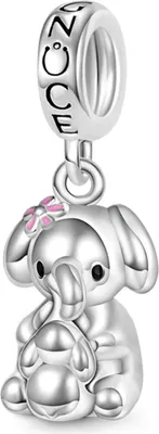 Produktbild von Gnoce Charm Anhänger Elefant mit Baby GGC026 Silber