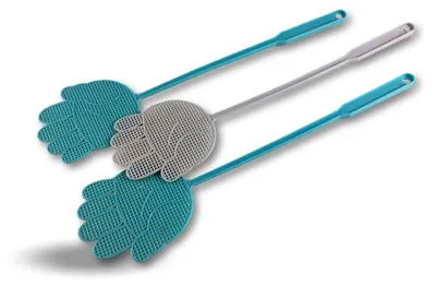 Productafbeelding van Vliegenmepper Set van 3 - Handvorm - 50 cm - Blauw en Grijs