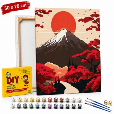 Obrázok produktu pre Obraz na maľovanie podľa čísel s rámom – hora Fuji, 50 × 70 cm
