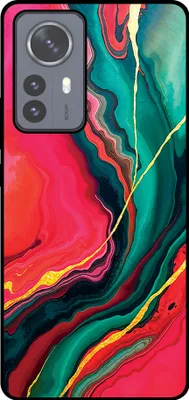 Produktbild von Smartphonica Telefon Fall geeignet für Xiaomi 12 Pro mit roten grünen Marmor Print - TPU Backcover Fall rot grün Marmor Design