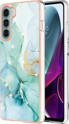Produktbild von Moto G200 Case, WindCase Marble Pattern Hybrid Hard Back Weich TPU Bumper Protective Case Cover for Motorola Moto G200 Grün