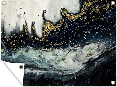Produktbild von MuchoWow® 120x90 cm Outdoor-Poster Gartendeko Sichtschutz Garten Poster für den Garten  Marmor - Abstrakt - Gold - Luxus