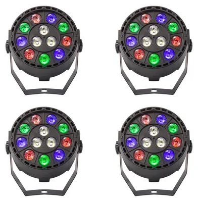 Produktbild von LED-PAR-Scheinwerfer - DMX-Bühnenlicht - 4er-Set - 12 x 3 W - RGB - DMX512 - 100–240 V - Für DJ und Bühne