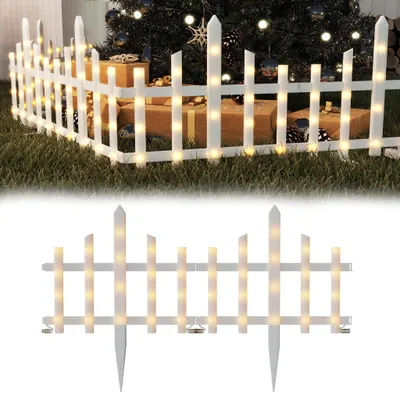 Immagine prodotto di Recinzione luminosa a LED per albero di Natale, forma a onda, 3,5 metri, 200 LED bianco caldo, 8 modalità di illuminazione bianco caldo, recinzione modulare per Natale, matrimoni, soggiorni