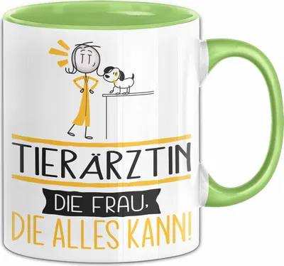 Produktbild von Tierärztin Geschenk Tasse Becher Die Frau Die Allen Kann Geschenkidee für eine Tierärztin Lustig (Grün)