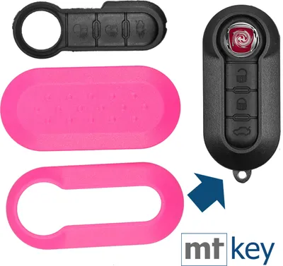 Produktbild von Auto Schlüssel Set Schale Cover Pink + Tastenfeld kompatibel mit FIAT 500 Punto Doblo