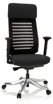 Produktbild von hjh OFFICE Profi Bürostuhl ASGON Ergonomischer Schreibtischstuhl mit Armlehnen Stoff / Netzstoff Schwarz Drehstuhl für Büro, Zuhause