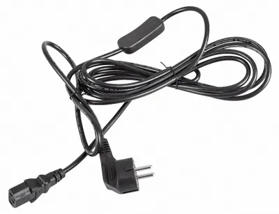 Produktbild von Netzkabel 3 m Schuko Schutzkontaktstecker (gewinkelt) + Schalter 300SW C13 schwarz