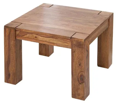 Image de Table basse ORBO carrée 60 cm en bois de sheesham – Table basse rustique en bois massif