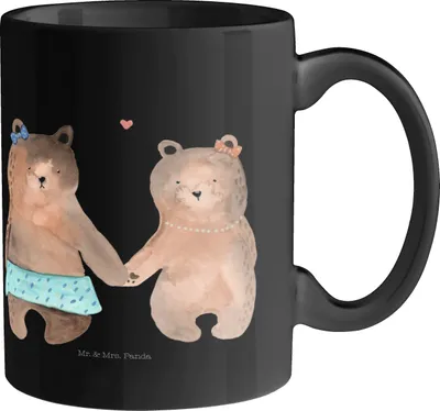 Produktbild von Mr. & Mrs. Panda Tasse Bär Freundin - Schwarz - Geschenk, Teetasse, Kaffeebecher, Geschenktasse, Beste Freund Liebe Liebesbeweis Verliebt Kumpel Kumpeliene, Becher, Teddy