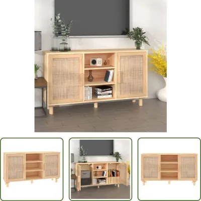 Produktbild von The Living Store Sideboard Braun 105x30x60 cm Massivholz Kiefer und Natur-Rattan