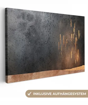 Obrázek produktu pro OneMillionCanvasses® - Plátno - Abstraktní - Zlaté - Design, nástěnný obraz, nástěnné dekorace obrazy obývací pokoj, 90x60cm