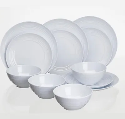 Produktbild von Melamingeschirr Non-Slip 12-teilig für 4 Personen Cool White