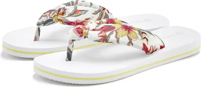 Produktbild von LASCANA Badezehentrenner Sandale, Badeschuh, Pantolette, Badelatsche, Flip Flop, Sommerschuh, weiß geblümt Größe 44