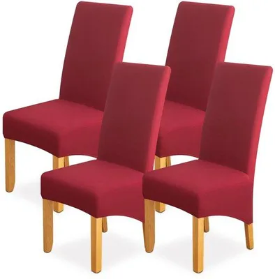 Zdjęcie produktu dla Zestaw pokrowców na krzesła Ibenzoa® Stretch (4 sztuki) – elastyczne pokrowce na krzesła wykonane z materiału rozciągliwego (92% poliester, 8% spandex), uniwersalne, przeznaczone do krzeseł o wysokości oparcia 60–75 cm i wymiarach siedziska 40–45×40–50 cm