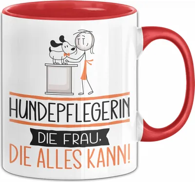 Produktbild von Hundepflegerin Geschenk Tasse Becher Die Frau Die Allen Kann Geschenkidee für eine Hundepflegerin Lustig (Rot)