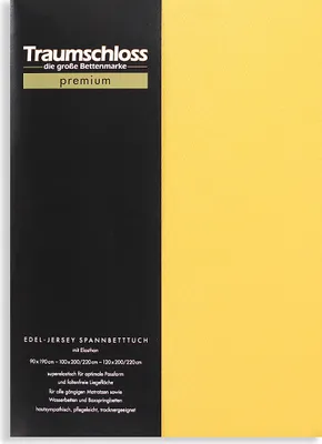 Produktbild von Traumschloss Premium Edel-Jersey Spannbettlaken 90-120 x 200-220 cm gold 165g/m², 95% gekämmte Mako Baumwolle, 5% Elasthan