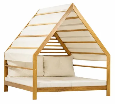 Obrázek produktu pro Zahradní lehátko v moderním stylu, bílé, s dřevěným rámem, měkké, pohodlné, relaxační0