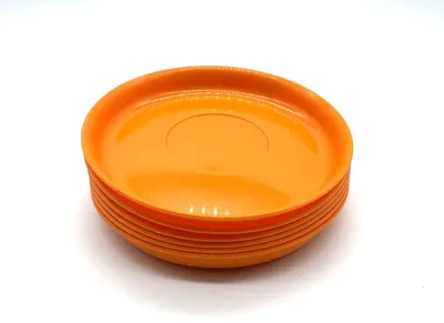 Produktbild von Set mit 6 wiederverwendbaren Kindergeschirrsets, 14 cm, orange