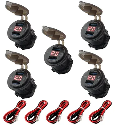Produktbild von ProRide 12V USB Einbau-Steckdose 2x USB 5V/2,4A Rot - 5 Stück